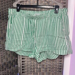 Sonoma Green and White Striped Women Shorts